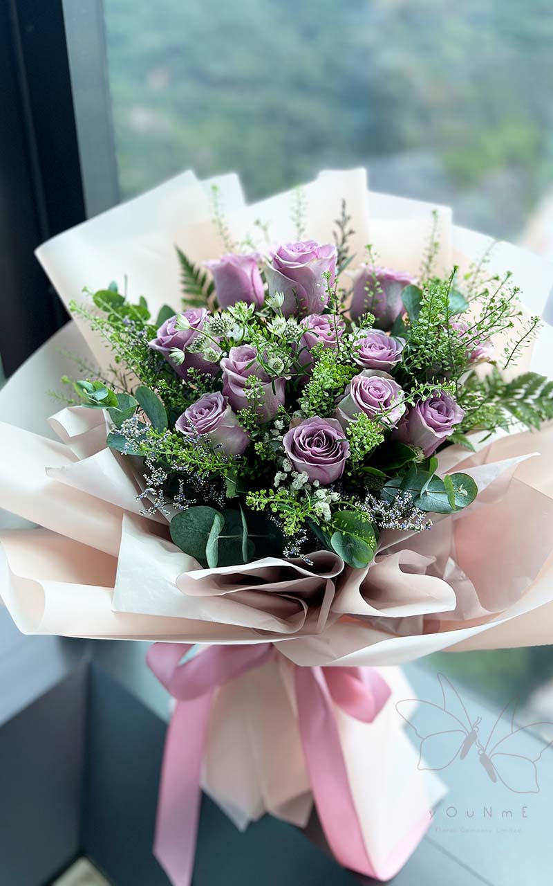 Bouquet 紫色 玫瑰 花束 情人節系列Lavender love 薰衣草色肯亞淺紫玫瑰