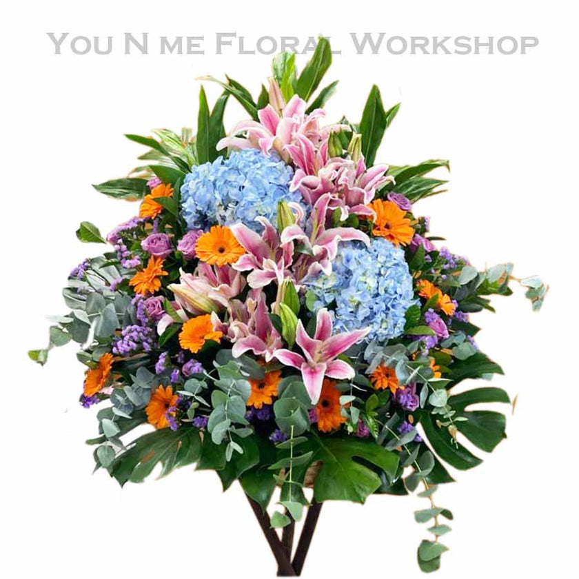 [Junye Hongkai] Hydrangea and Lily Opening Flower Basket YNM-FS-007