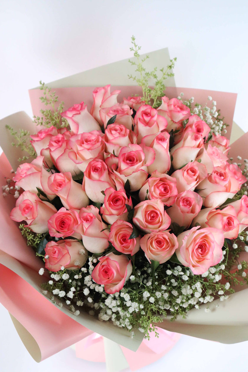 [ 生生世世 ] 33枝天使粉紅玫瑰花束