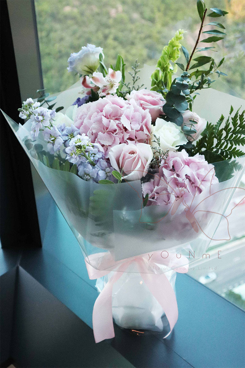 [Happy Everyday] Pink Hydrangea Rose Bouquet