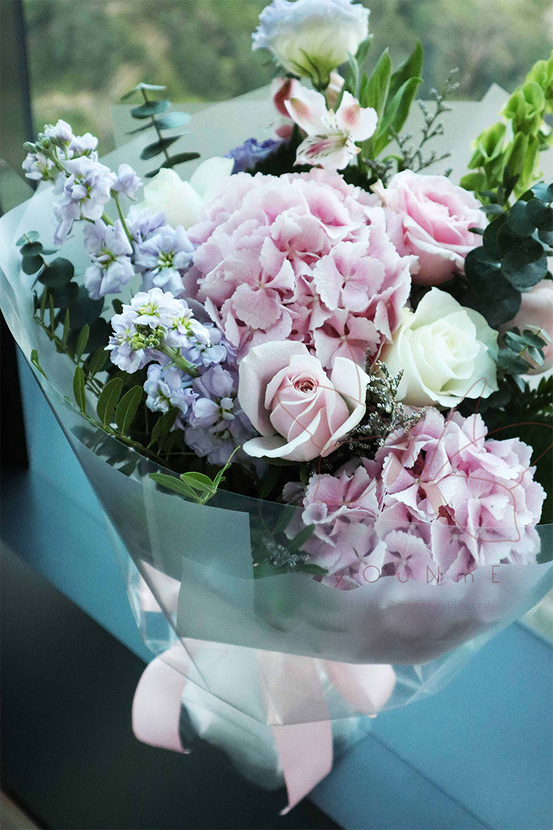 [Happy Everyday] Pink Hydrangea Rose Bouquet