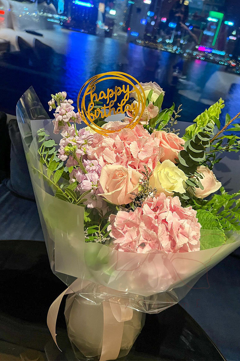 [Happy Everyday] Pink Hydrangea Rose Bouquet