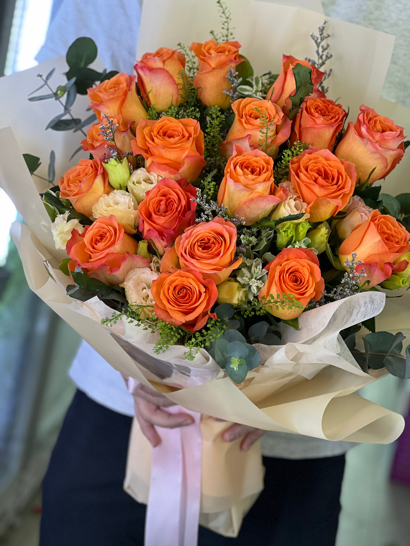 [Sunkissed] 18 Orange Rose Bouquet