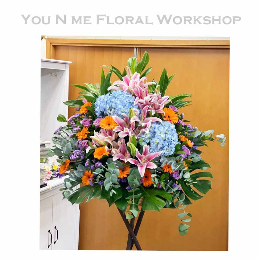 [Junye Hongkai] Hydrangea and Lily Opening Flower Basket YNM-FS-007