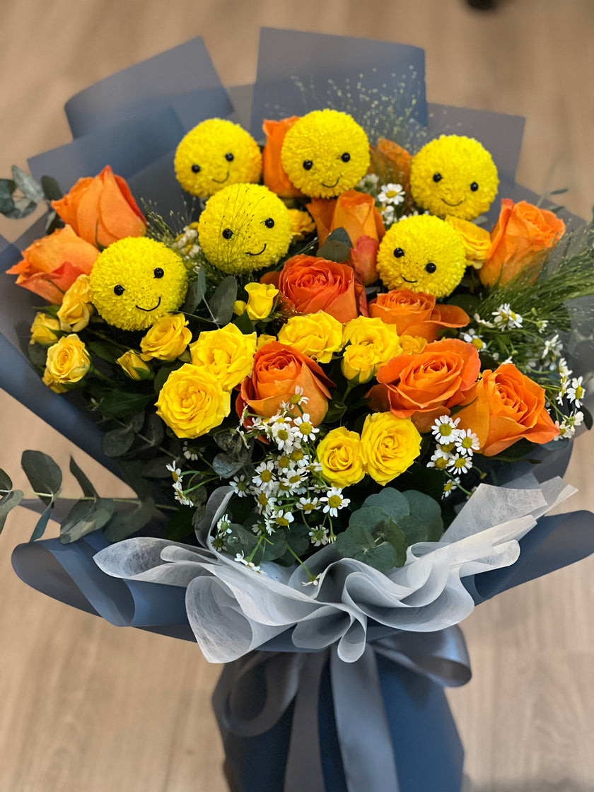 [Sunshine Smiley] Hahaha Orange Rose Bouquet