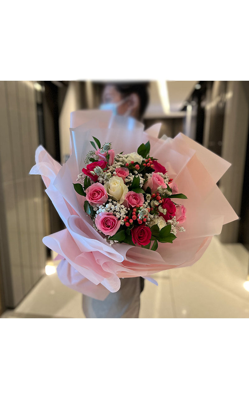 [Amusement Park] 15 mixed color rose bouquet