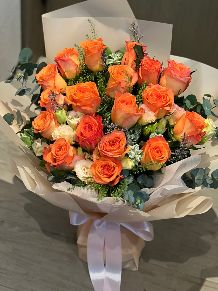 [Sunkissed] 18 Orange Rose Bouquet