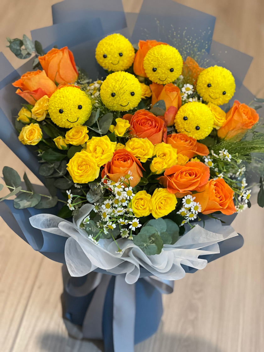 [Sunshine Smiley] Hahaha Orange Rose Bouquet