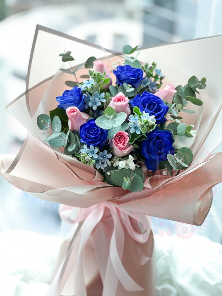 [Dream] 10 Dutch blue roses two-color bouquet