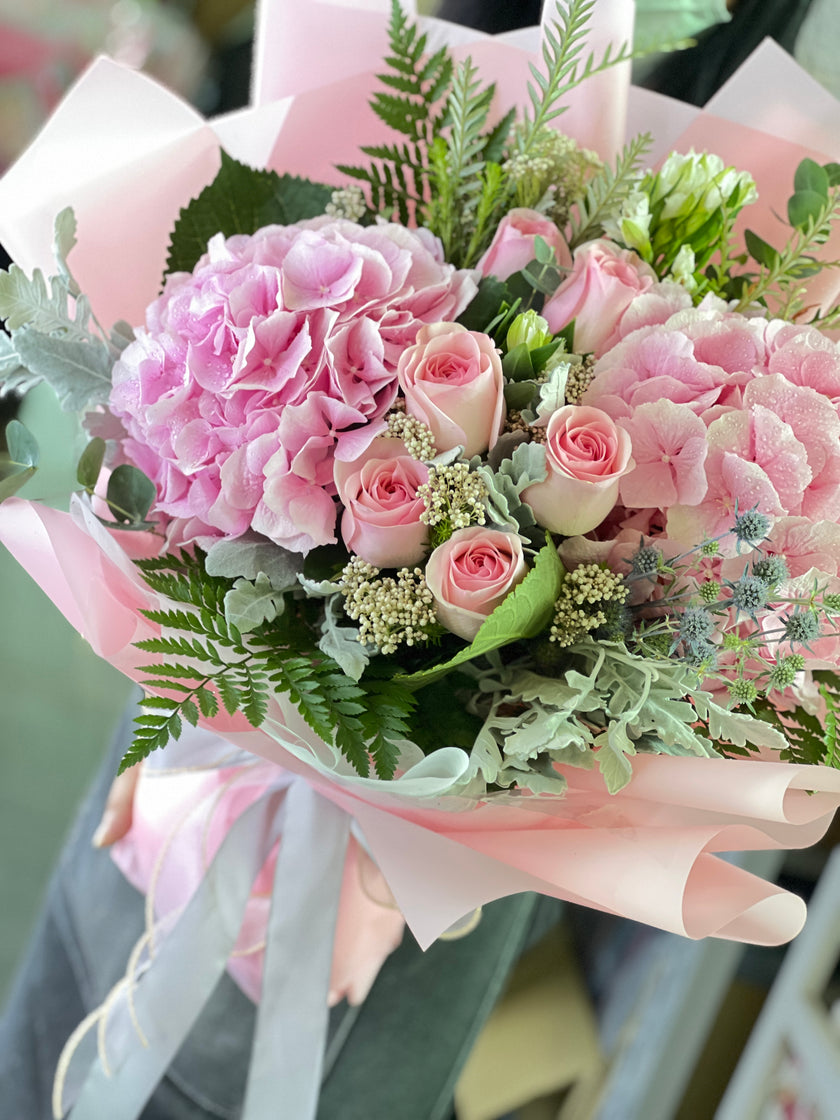 [Dream Love Language] Dutch Pink Hydrangea Rose Bouquet B091