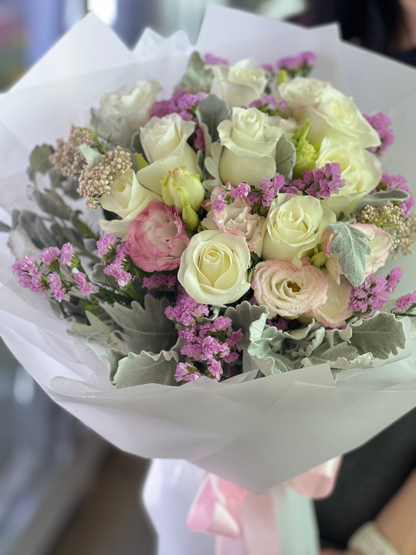 [Pure Love Memory] White Rose Forget-Me-Not bouquet