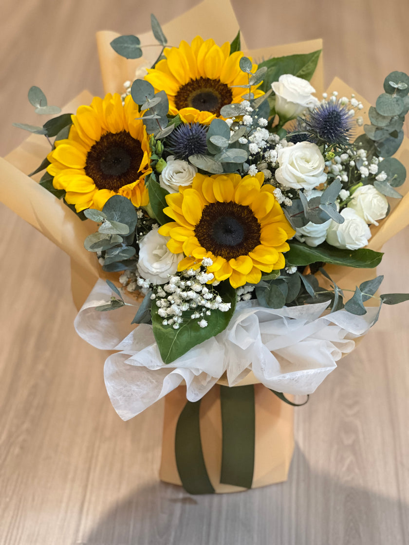 [ 光影交織 ] 向日葵白桔梗花束