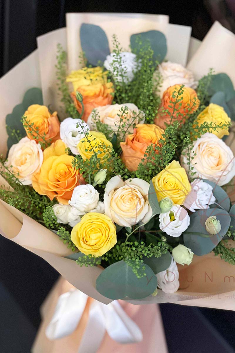 [Blooming] 15 three-color rose bouquet