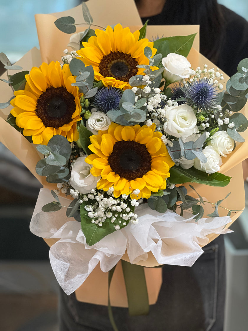 [ 光影交織 ] 向日葵白桔梗花束