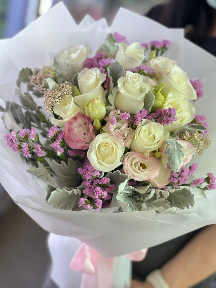 [Pure Love Memory] White Rose Forget-Me-Not bouquet