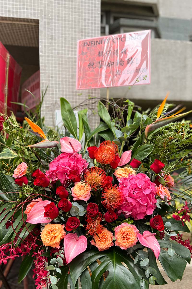 [Everything goes well] Roses blooming flower basket | Concert flower basket - with tripod can be made into double layers (YNM-FS-012)