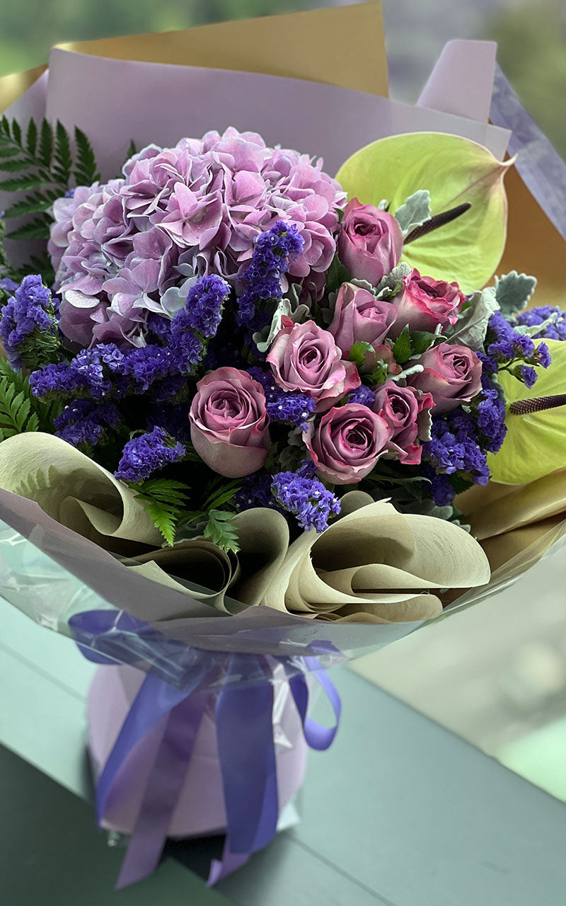 [Love you for more than one day] Purple hydrangea rose bouquet