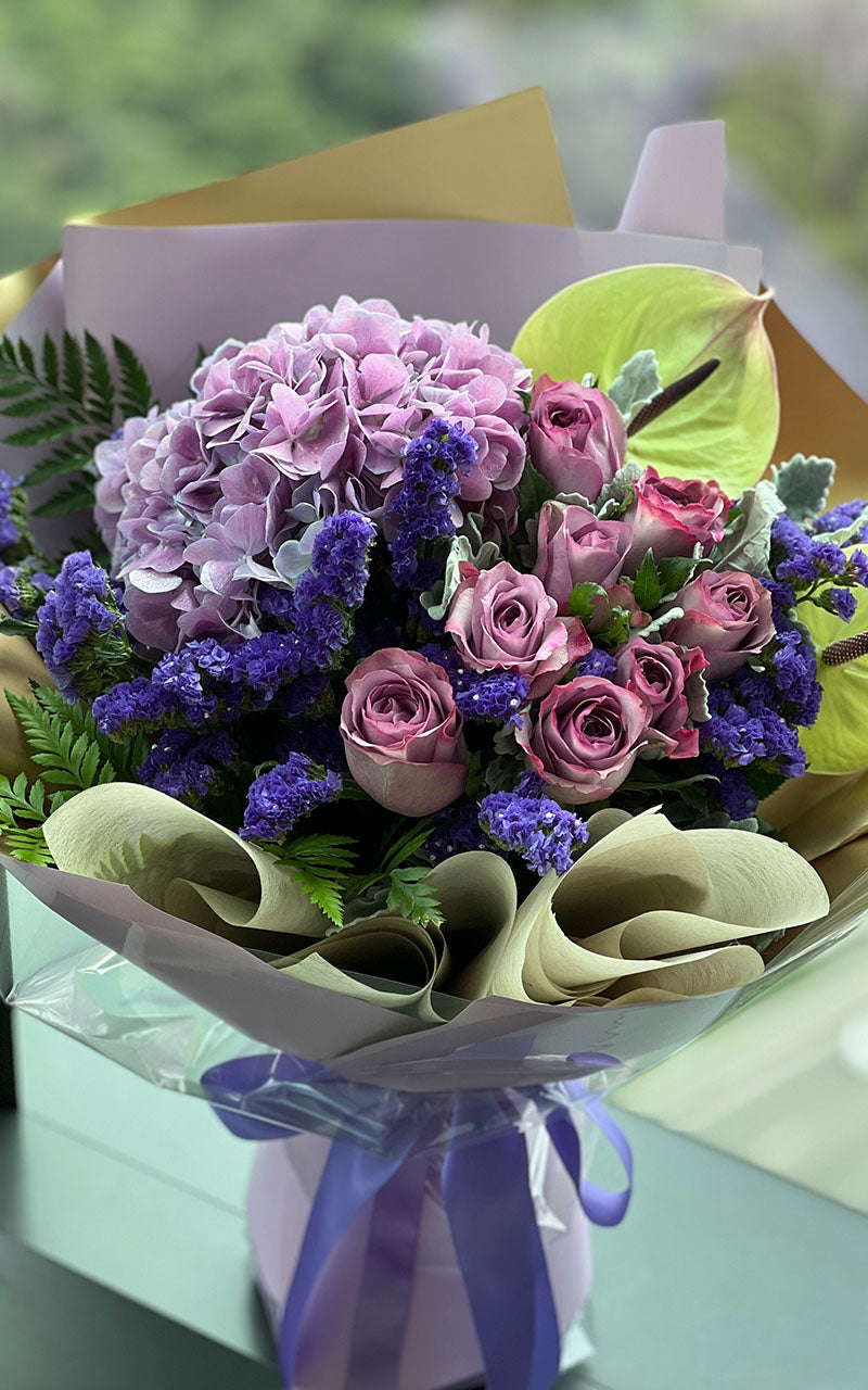 [Love you for more than one day] Purple hydrangea rose bouquet