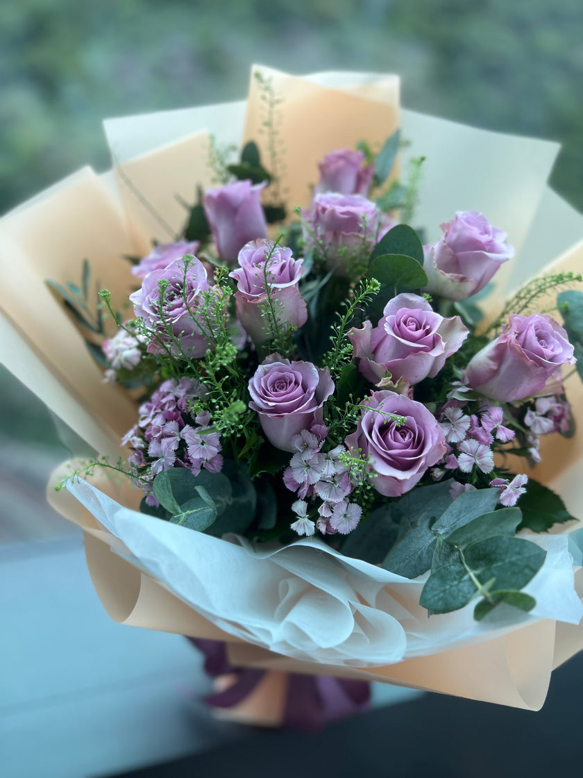 [ 紫韻幽香 ] 11枝紫玫瑰花束
