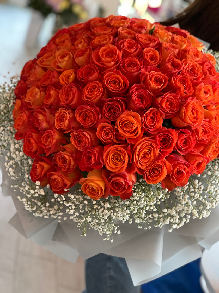 [Forever] 99 Gorgeous Orange Rose Proposal Bouquets