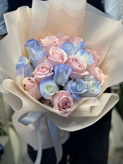 [Blue and Pink Romance] Valentine's Day Bouquet of 20 Two-Tone Roses