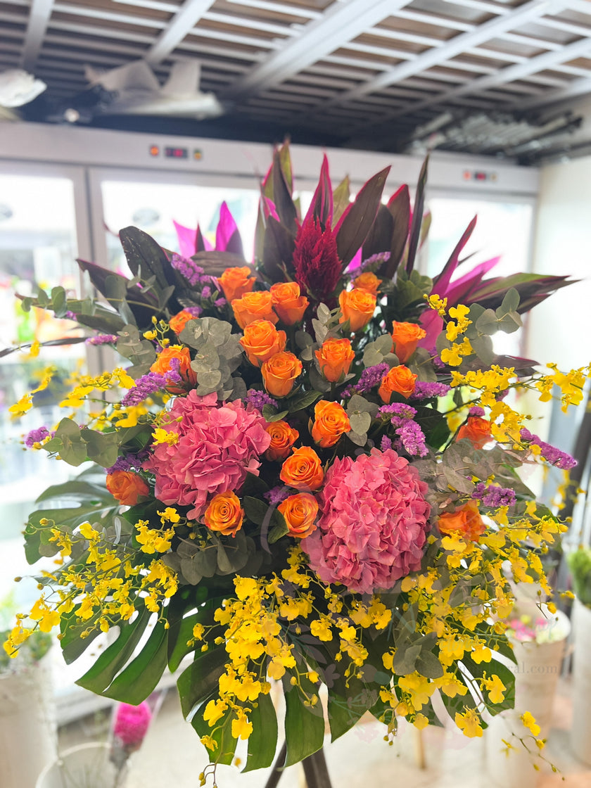 [Mounting Money] Hydrangea Rose Opening Flower Basket YNM-FS-YH-001