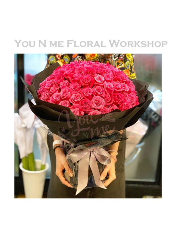 [ 妳是我的一切 ] 99枝桃紅玫瑰求婚花束